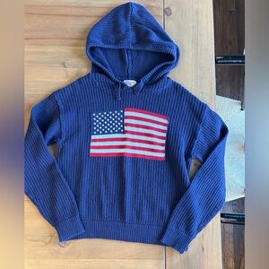 Cat & Jack Navy Blue Hooded Sweater with American Flag Graphic